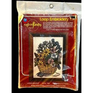 Vtg Loop Hand Embroidery Kit Rush n Punch - Spring Bouquet by Boyd 1978
